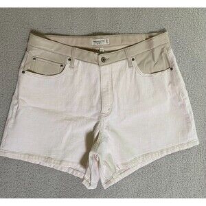 Abercrombie Fitch High Rise Shorts Women's Size 34/18‎ Ivory and Faux Leather